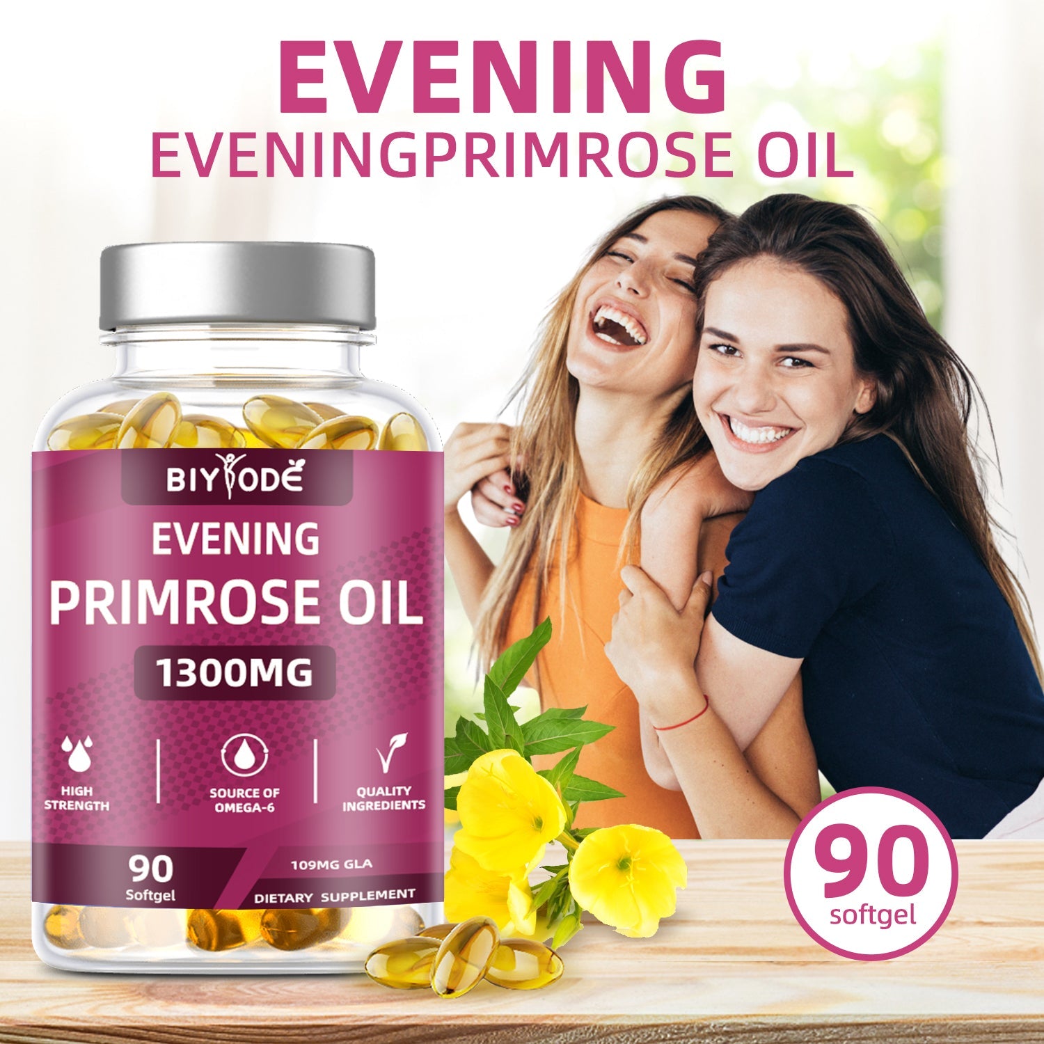 BIYODE Evening Primrose Oil 1300mg (90 Softgels)