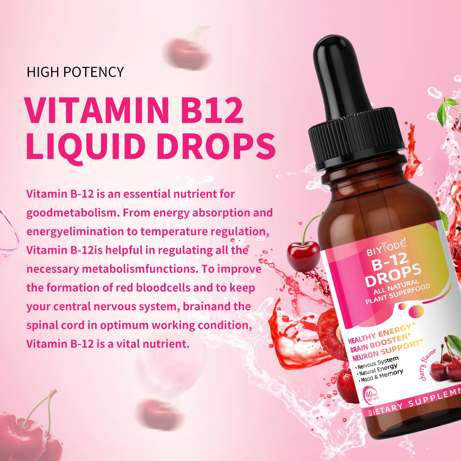 BIYODE Vitamin B12 5000mcg Liquid 60ml