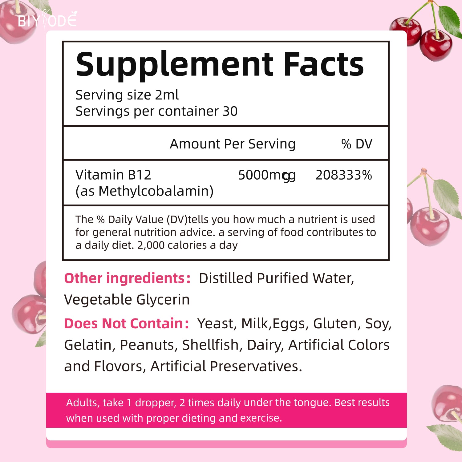 BIYODE Vitamin B12 5000mcg Liquid 60ml