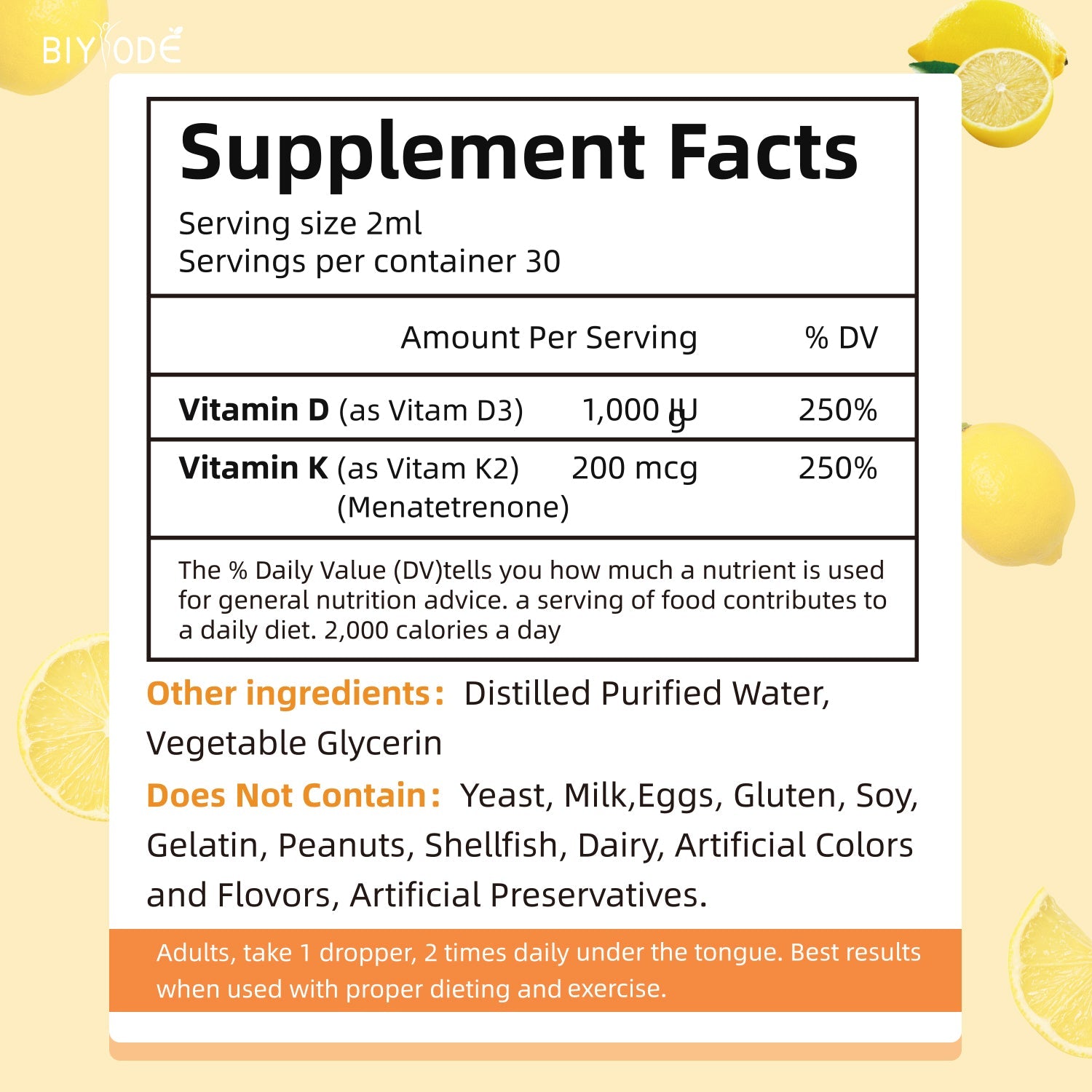 BIYODE Vitamin D3 K2 Liquid