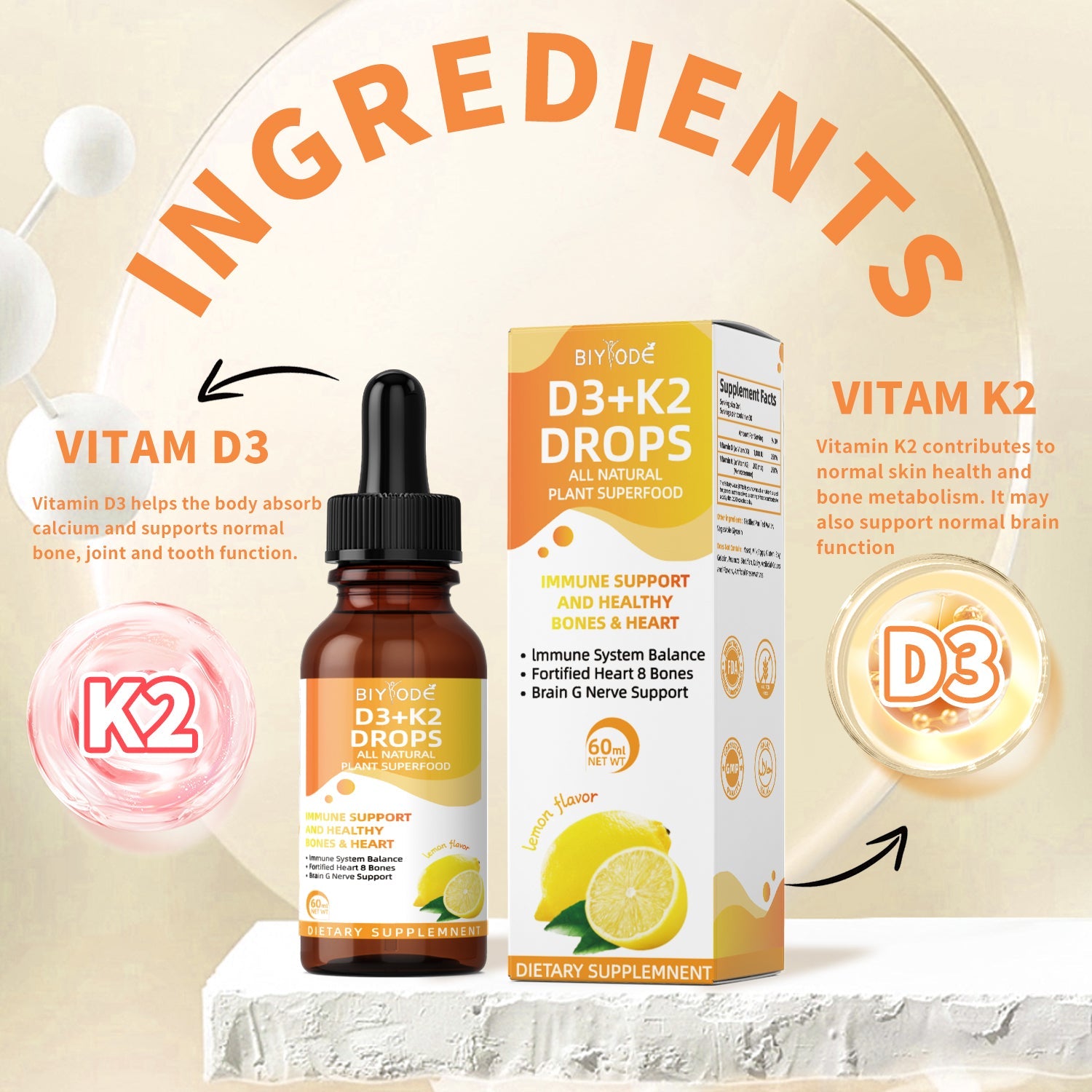 BIYODE Vitamin D3 K2 Liquid