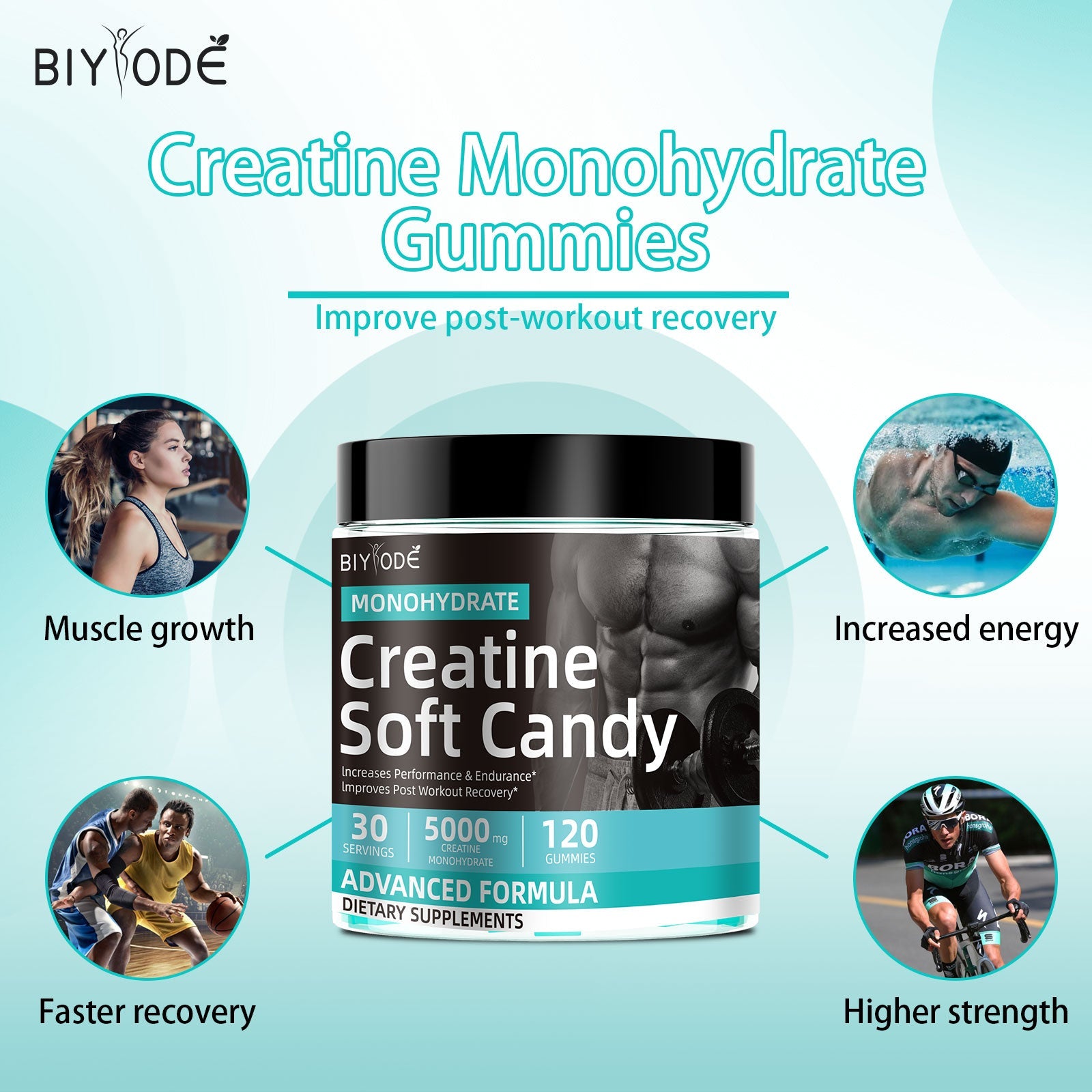 BIYODE Creatine Monohydrate Gummies 5000 mg