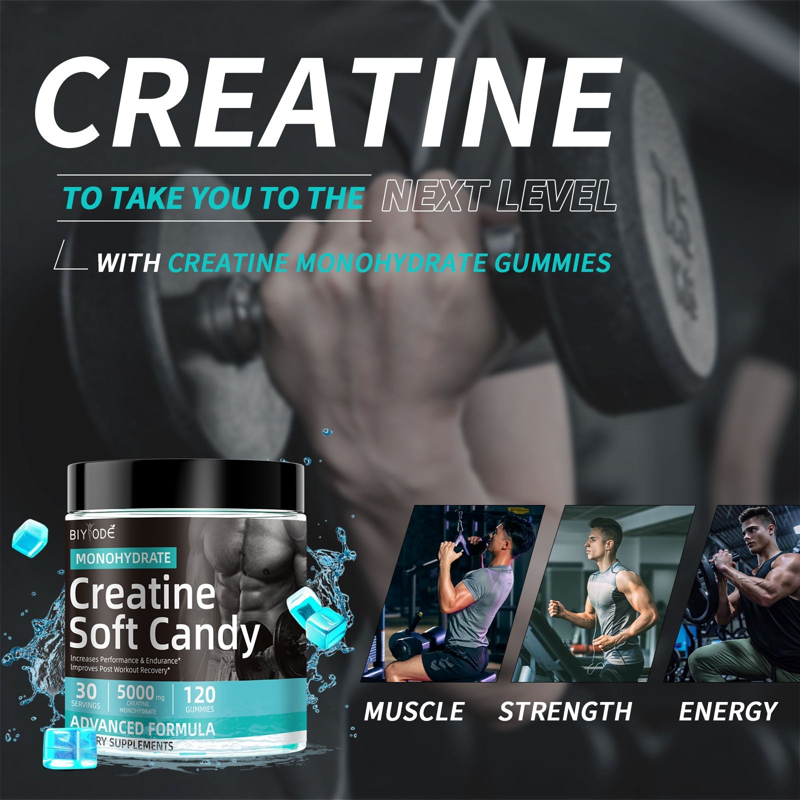 BIYODE Creatine Monohydrate Gummies 5000 mg