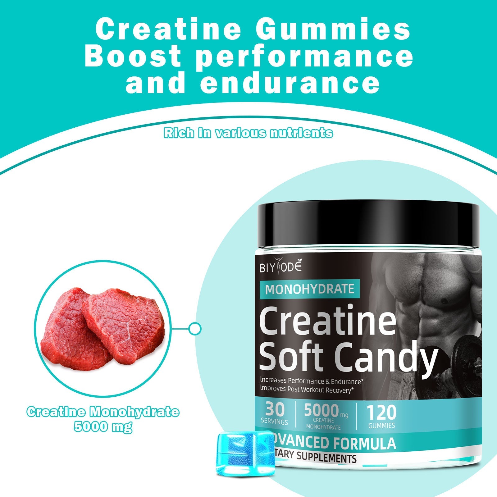 BIYODE Creatine Monohydrate Gummies 5000 mg