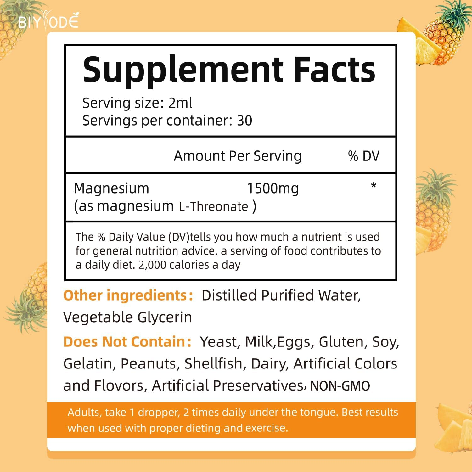 BIYODE Magnesium Glycinate 60ml – 1500mg