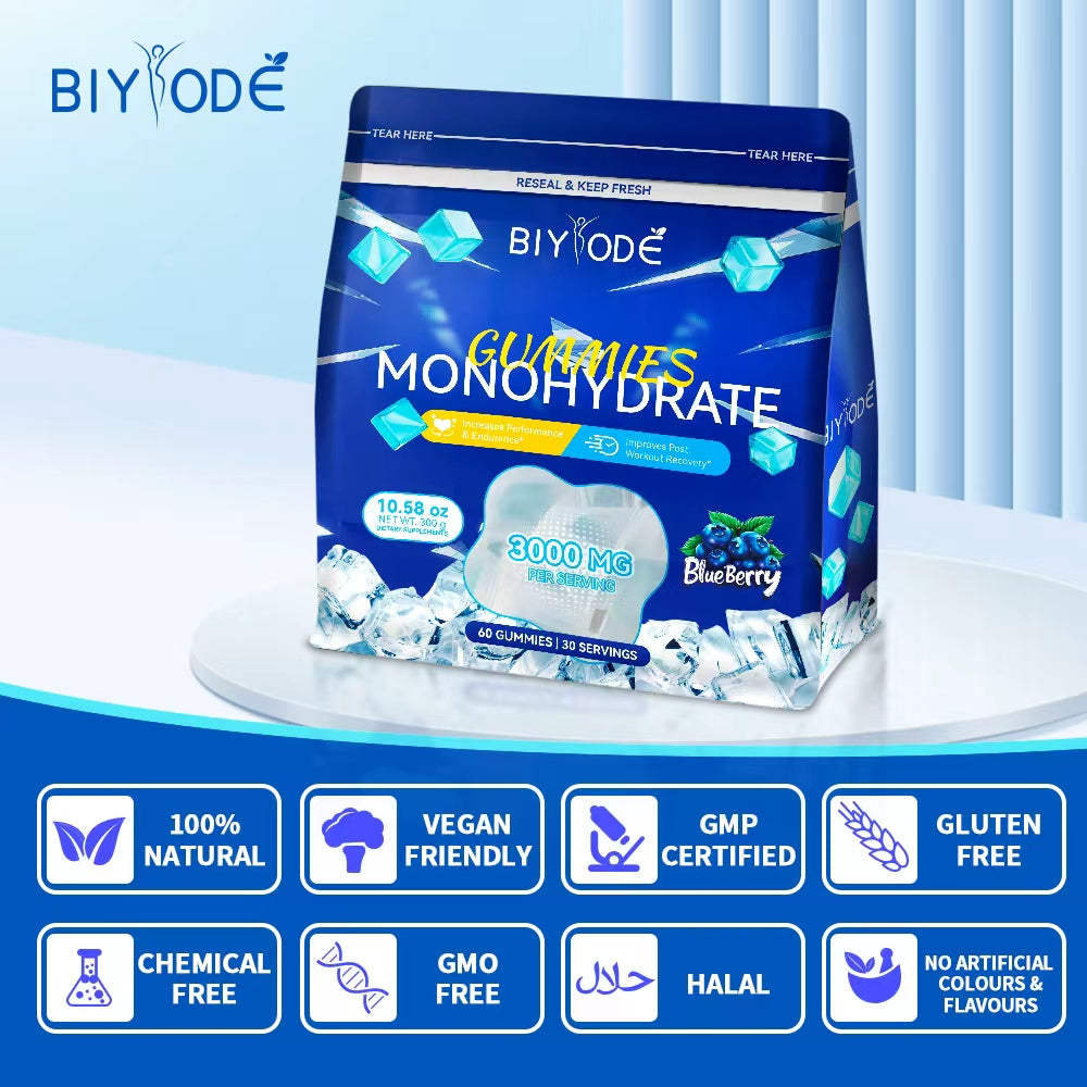 BIYODE Monohydrate 60 Blueberry Flavor Gummies