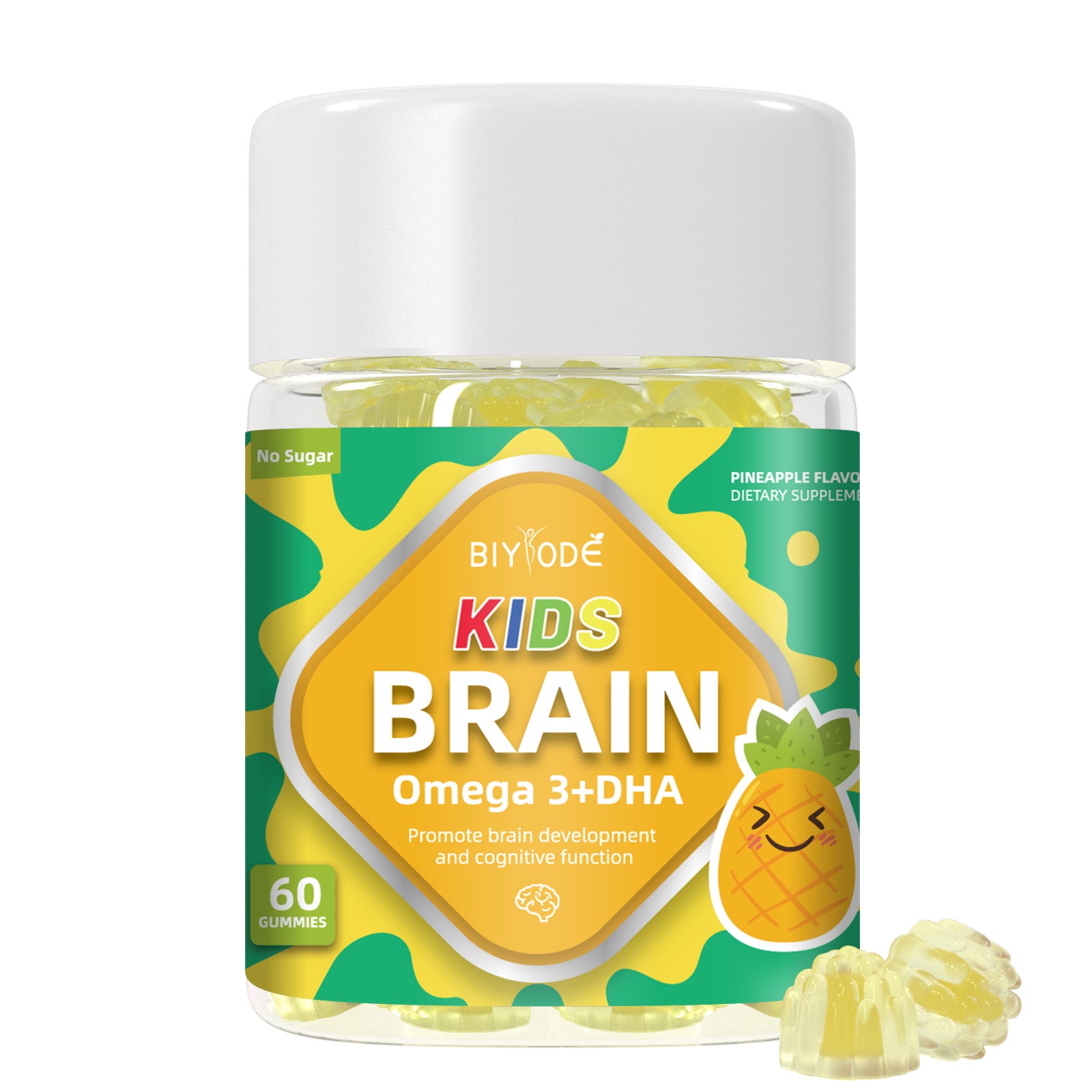 BIYODE Pineapple Flavor Omega 3 + DHA Gummies