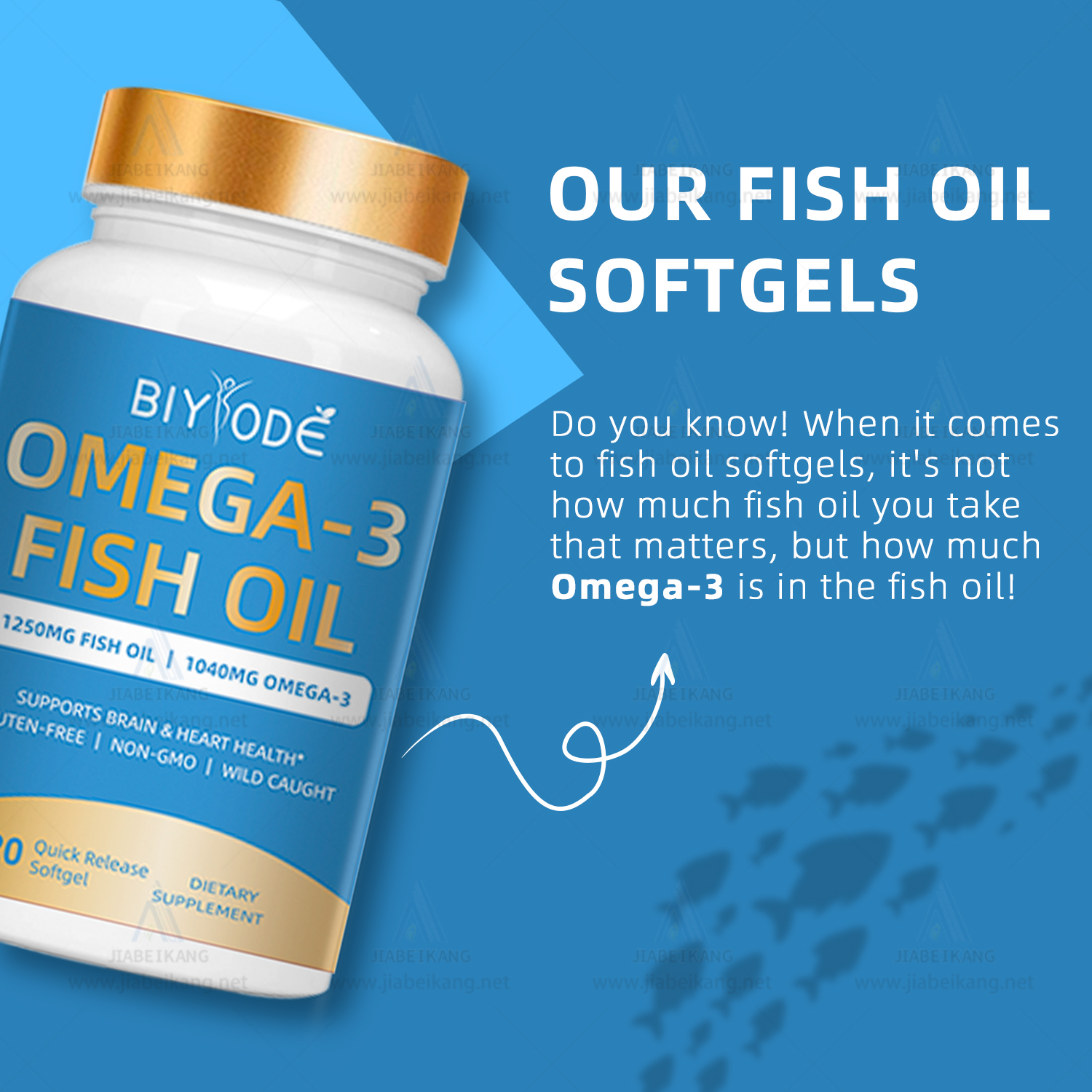 BIYODE Omega-3 Fish Oil 1250mg (1040mg Omega-3)