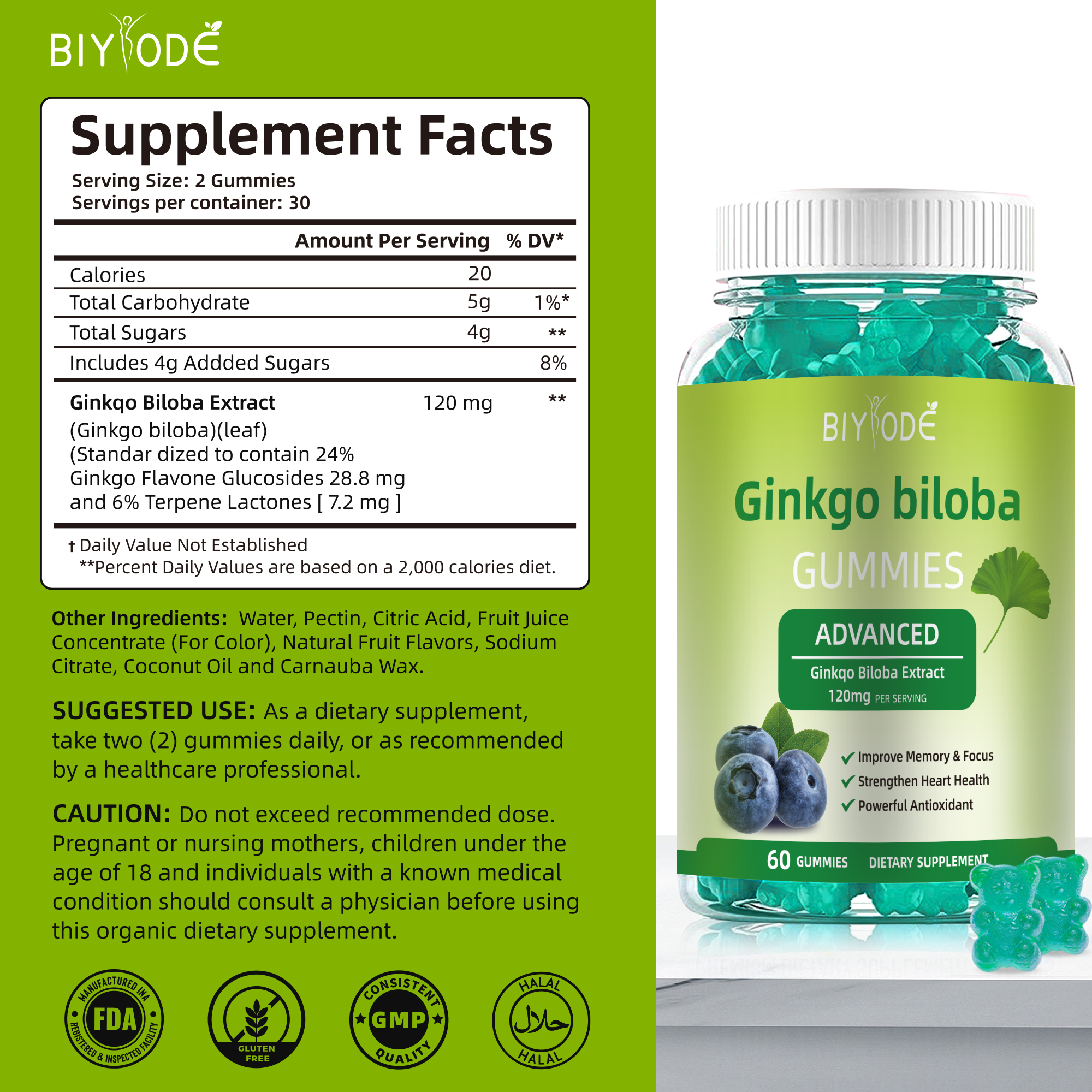 BIYODE Ginkgo Biloba Gummies