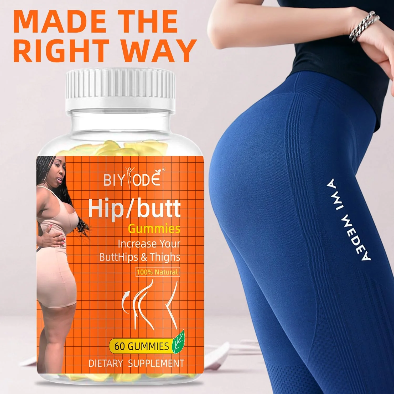 BIYODE Hip/Butt Gummies, 60 Gummies