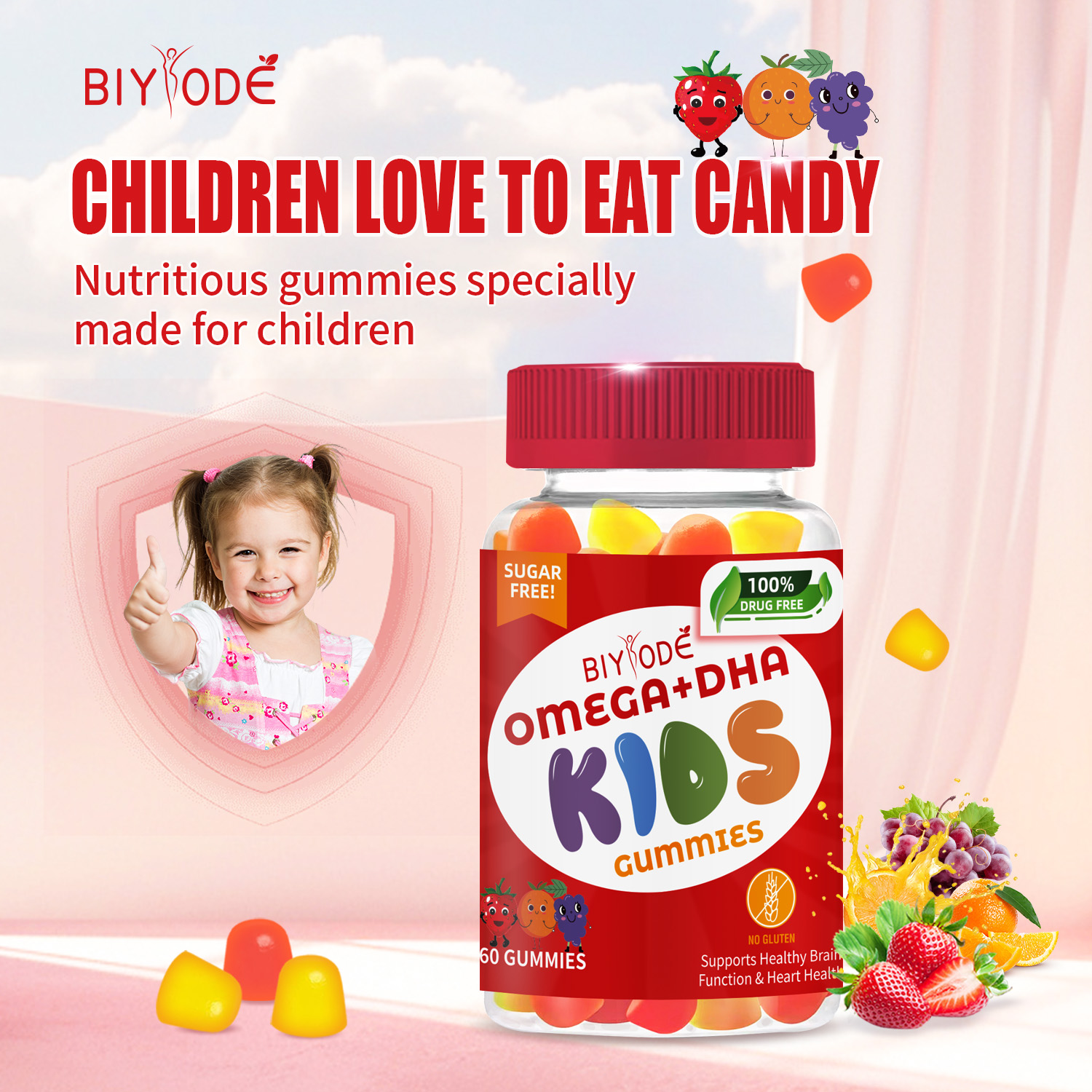 BIYODE Kids Omega-3 + DHA Gummies