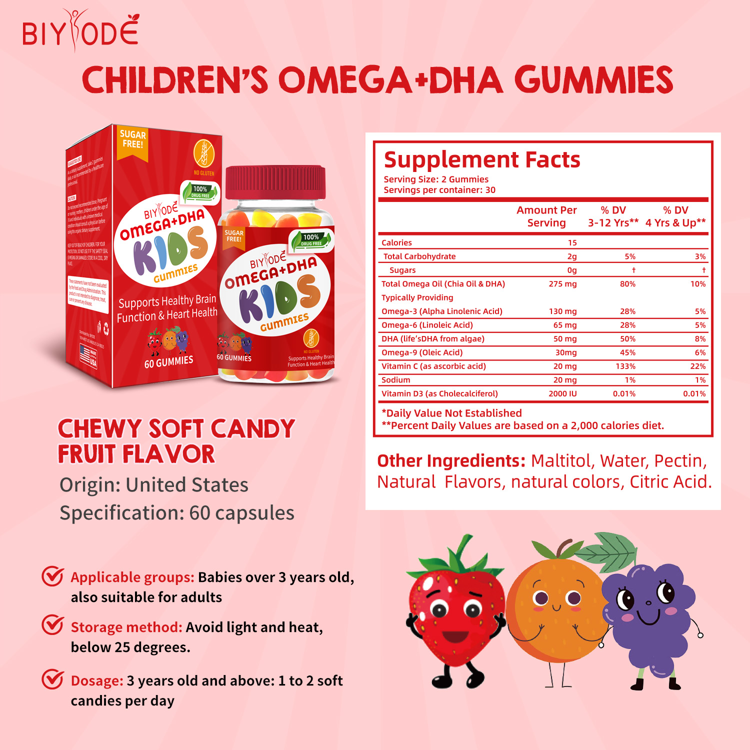 BIYODE Kids Omega-3 + DHA Gummies