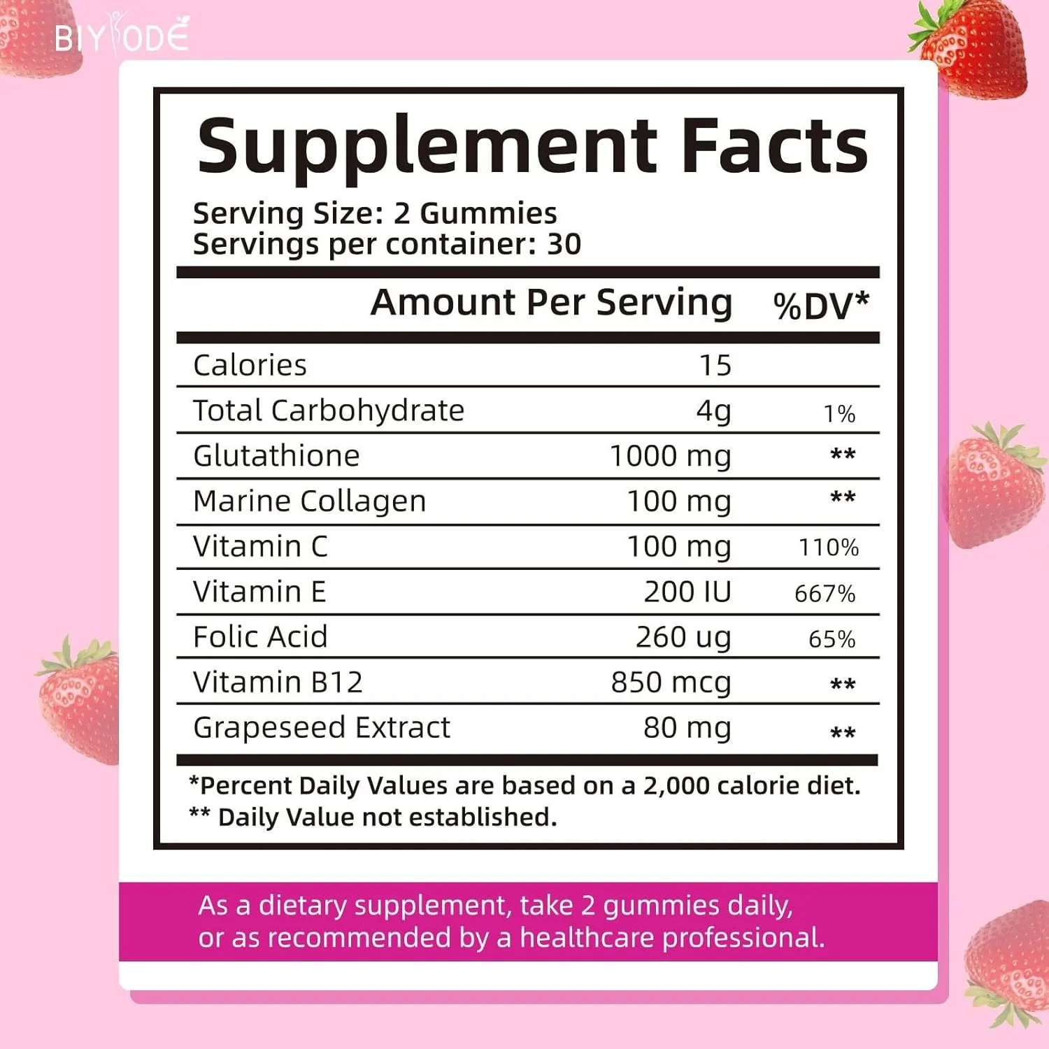 biyode glutathione gummies ingredients with Marine Collagen & Vitamins,Powerful antioxidants are combined with essential nutrients to nourish your skin, hair and nails.-60 gummies Health & Household BIYODE L-Glutathione Gummies SKIN Whitening