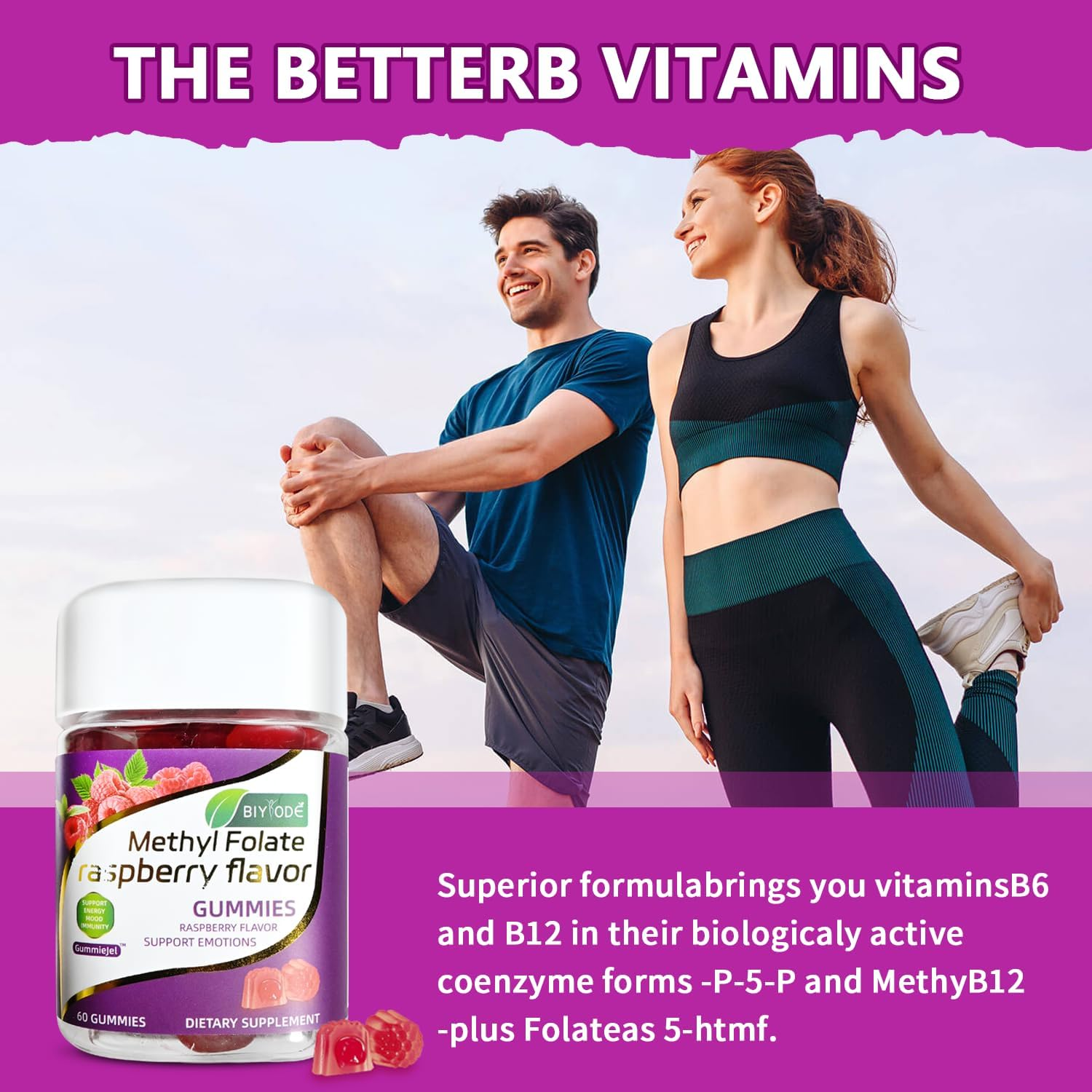 BIYODE Methyl Folate Raspberry Gummies
