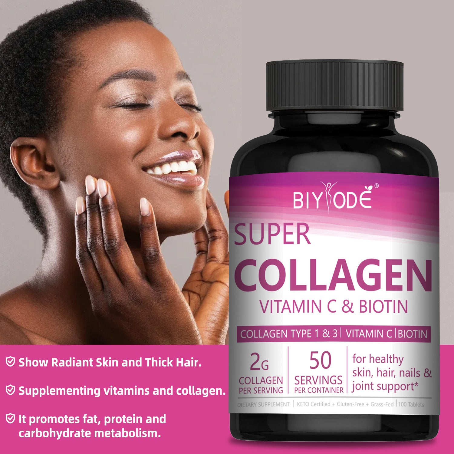 BIYODE Super Collagen + Vitamin C &amp; Biotin Tablets