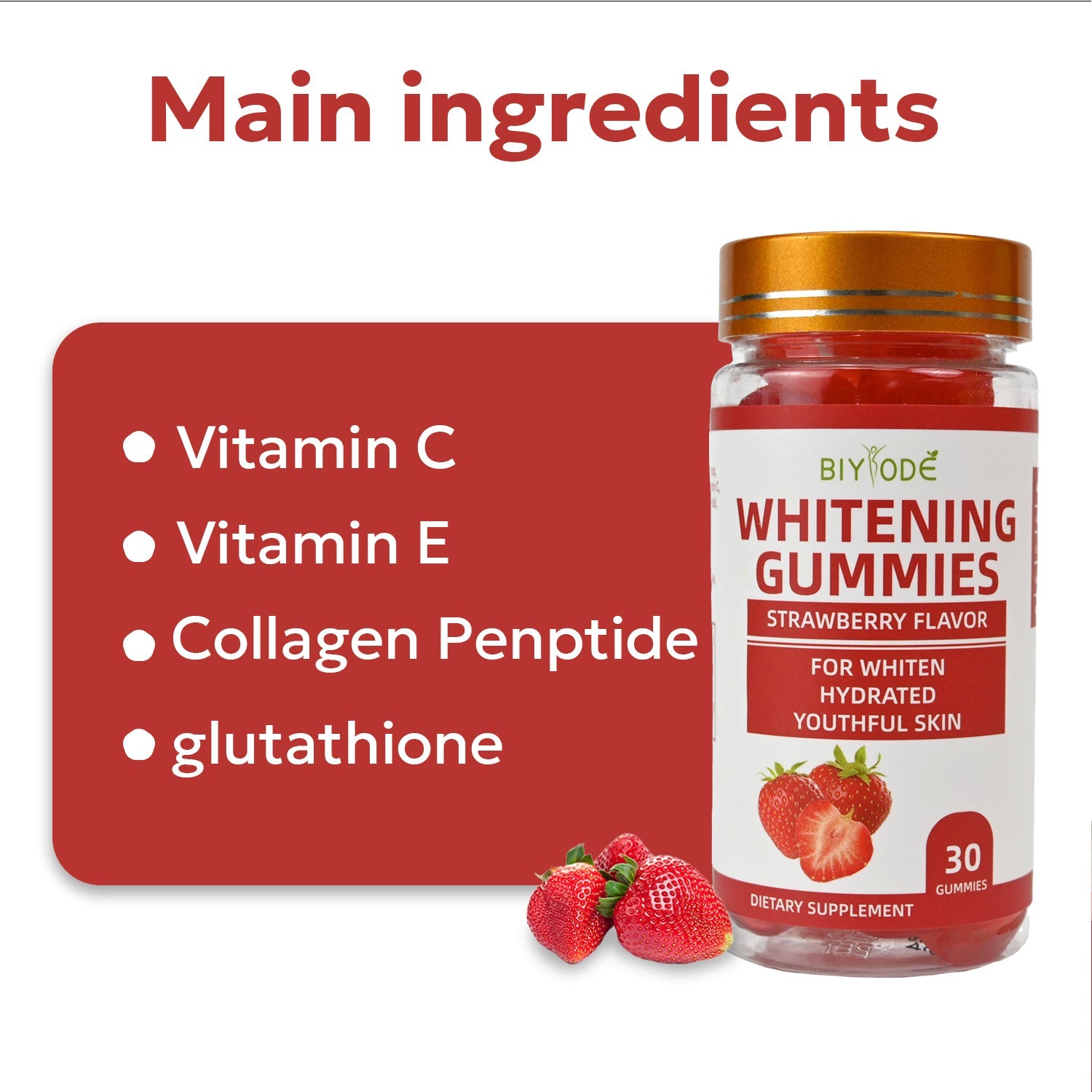 BIYODE Whitening Gummies Strawberry Flavor BIYODE Whitening Gummies Strawberry Flavor