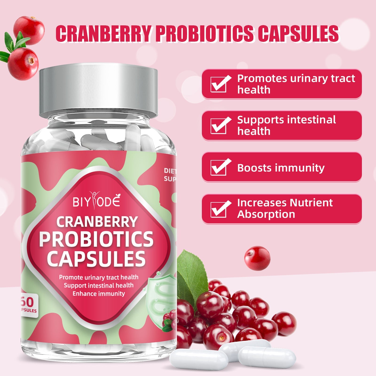 BIYODE Cranberry Probiotics Capsules