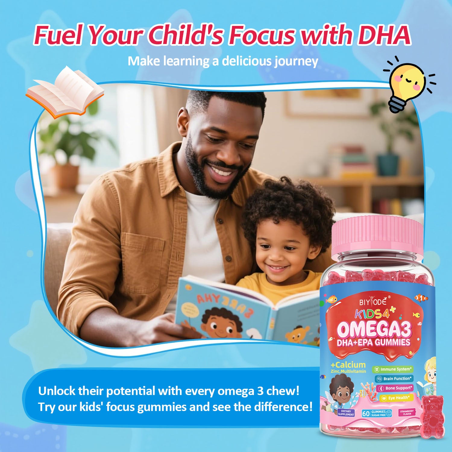 BIYODE Kids 4+ Omega-3 DHA+EPA Gummies