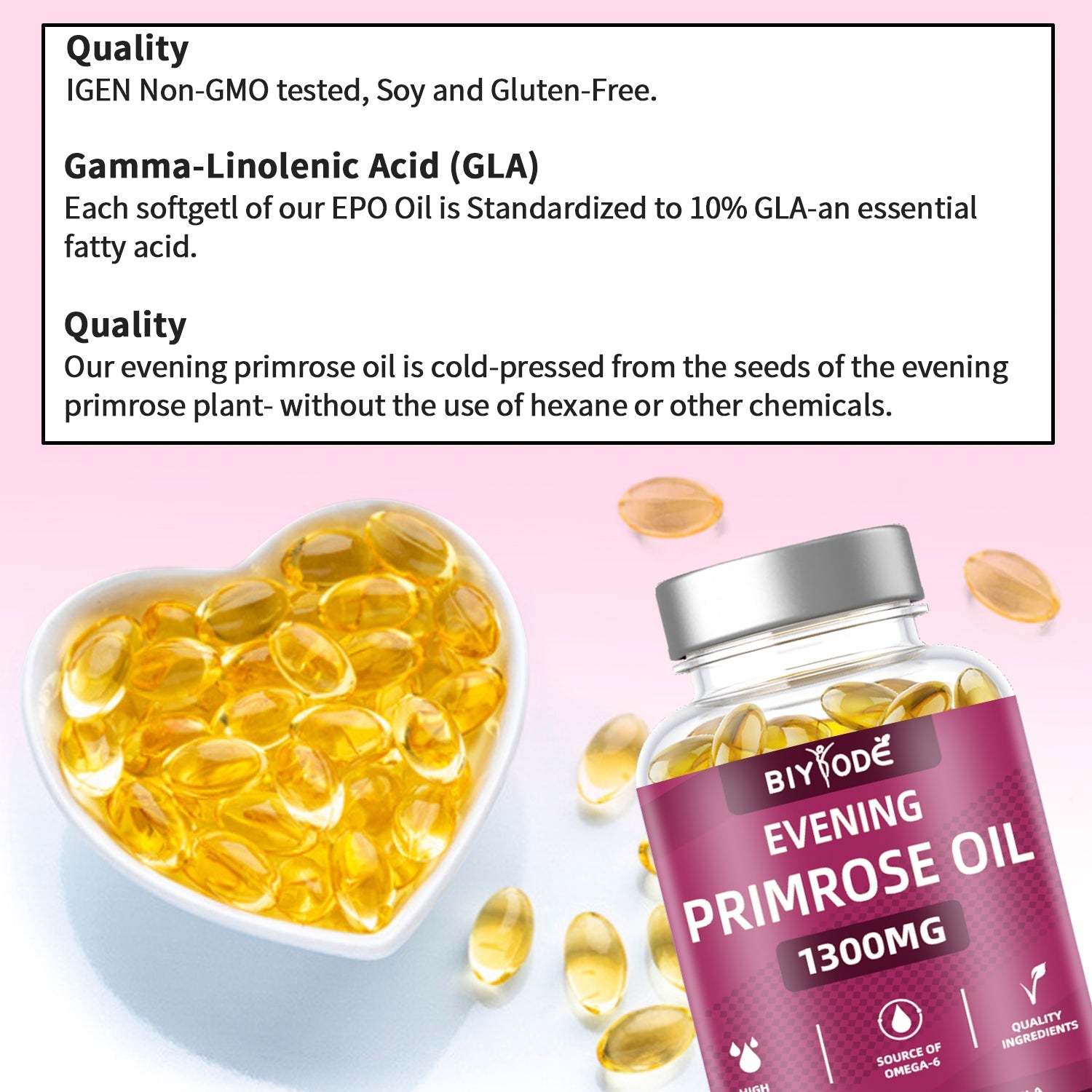 BIYODE Evening Primrose Oil 1300mg (90 Softgels)