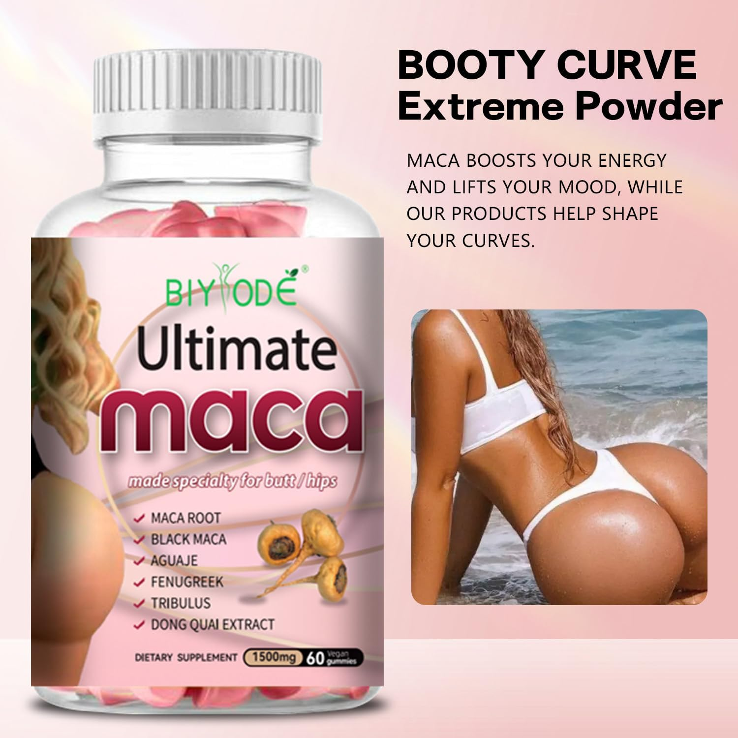 BIYODE Ultimate Maca, 1500 mg, 60 Gummies