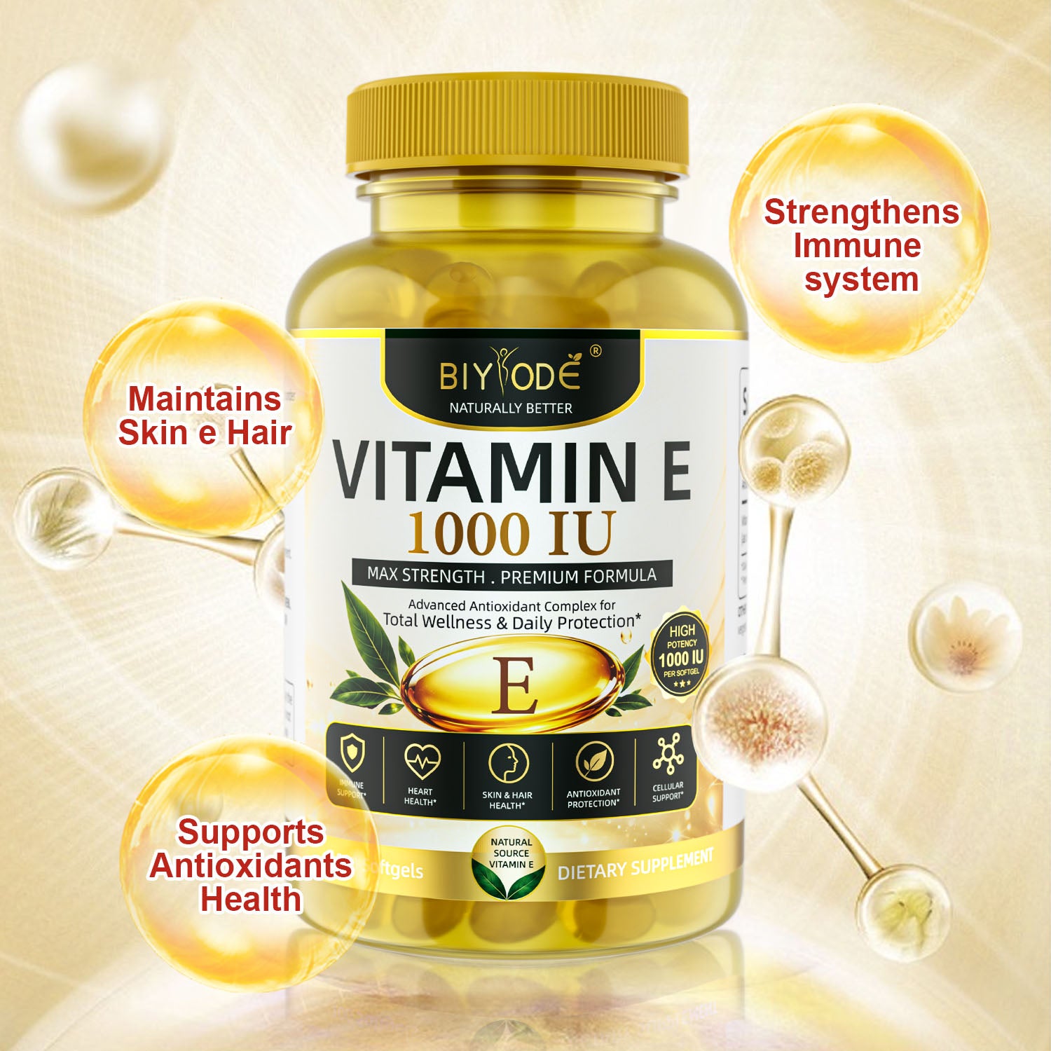 BIYODE Vitamin E 1000 IU – Max Strength
