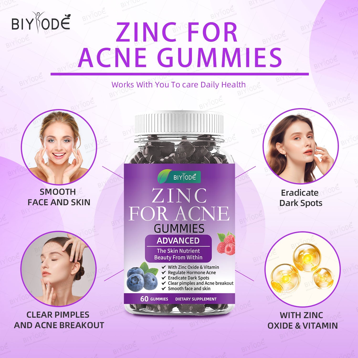 BIYODE Zinc for Acne Gummies (Advanced Formula)