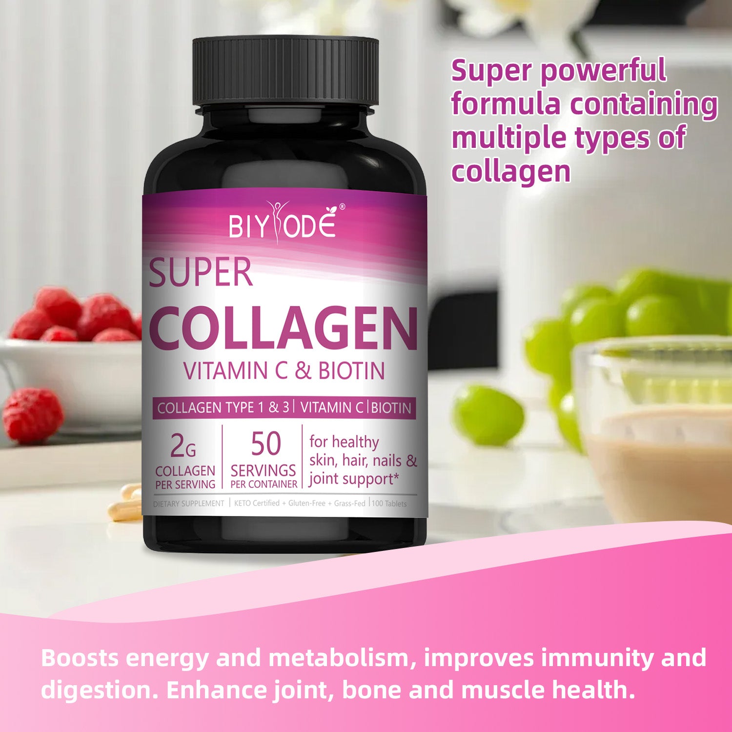 BIYODE Super Collagen + Vitamin C &amp; Biotin Tablets