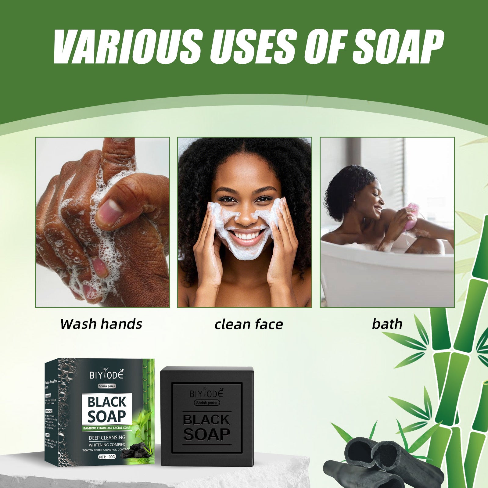 BIYODE Bamboo Charcoal Black Soap