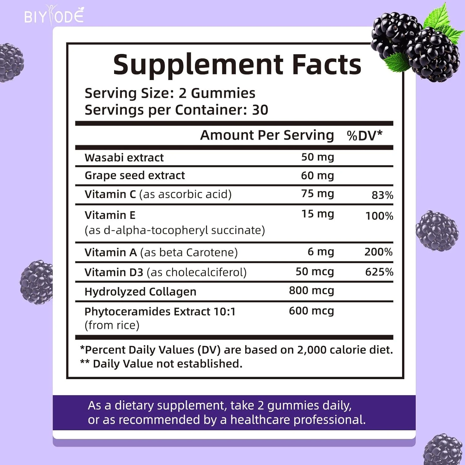 BIYODE Sugar-Free Anti-Aging Gummies, 60 Gummies