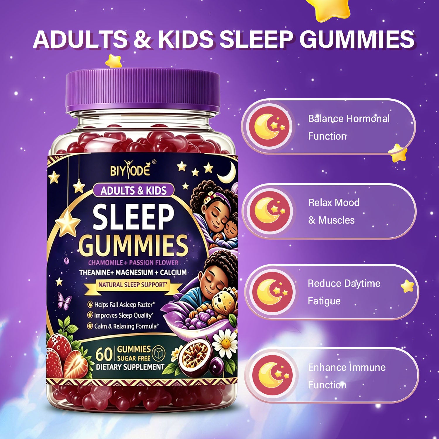 BIYODE Sleep Gummies for Adults & Kids – Sugar-Free