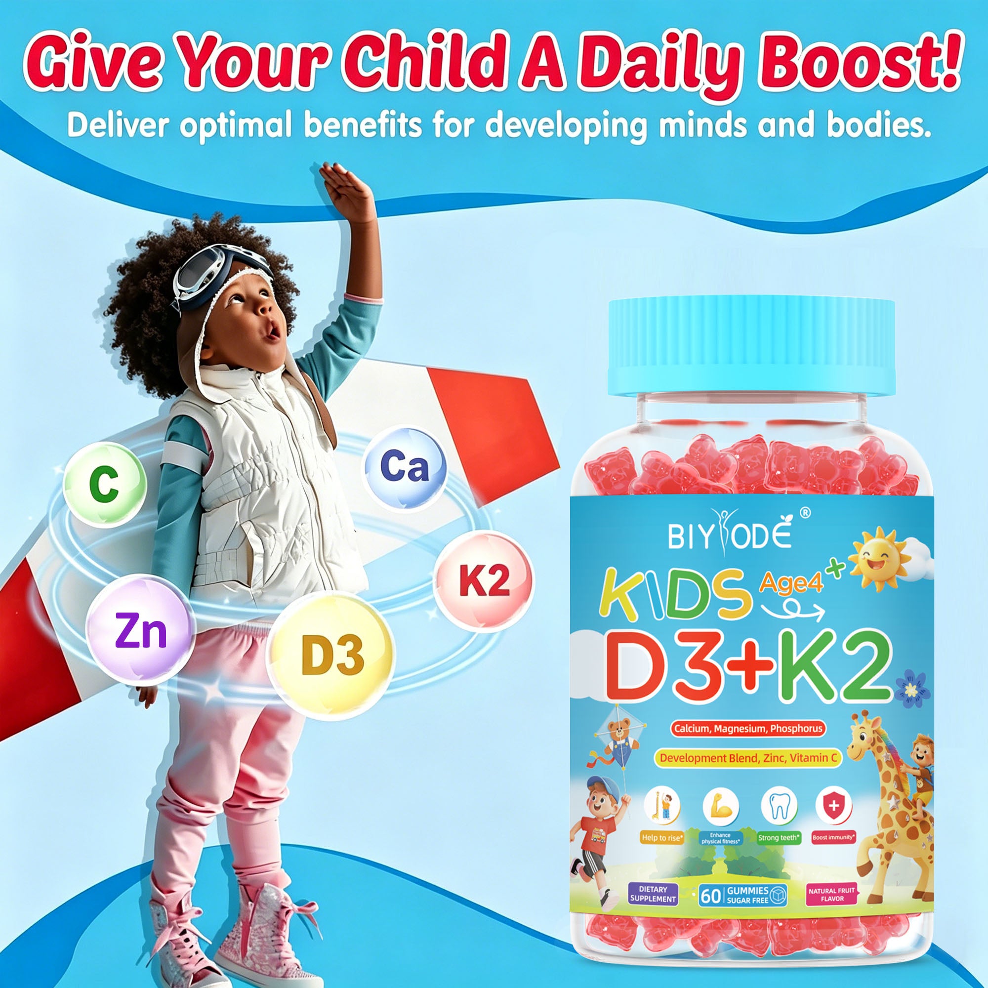 BIYODE Kids D3+K2 Gummies