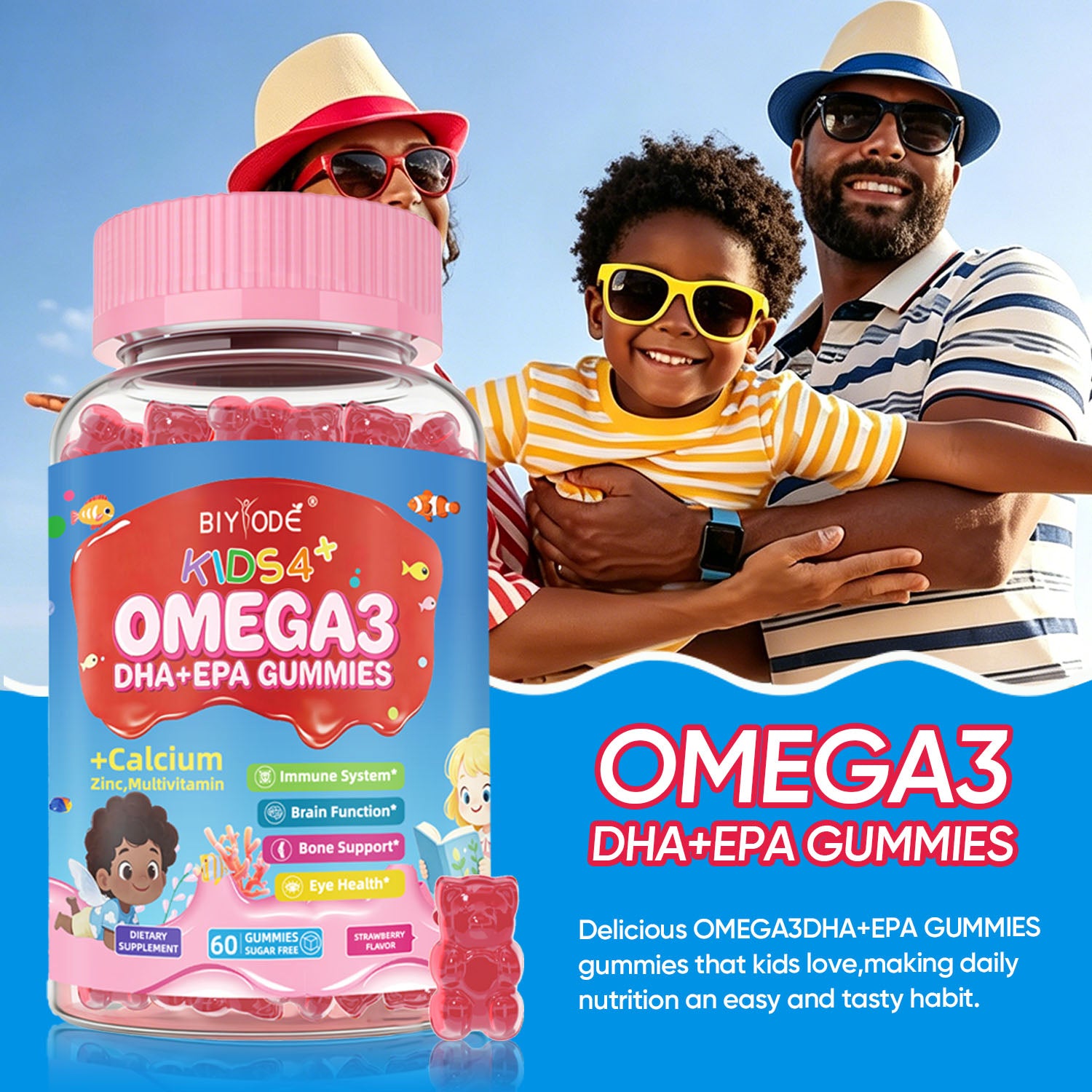 BIYODE Kids 4+ Omega-3 DHA+EPA Gummies