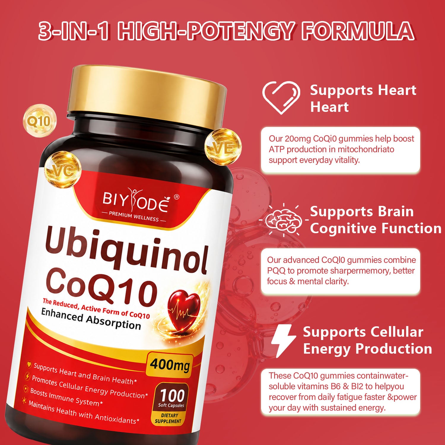 BIYODE Ubiquinol CoQ10 400mg