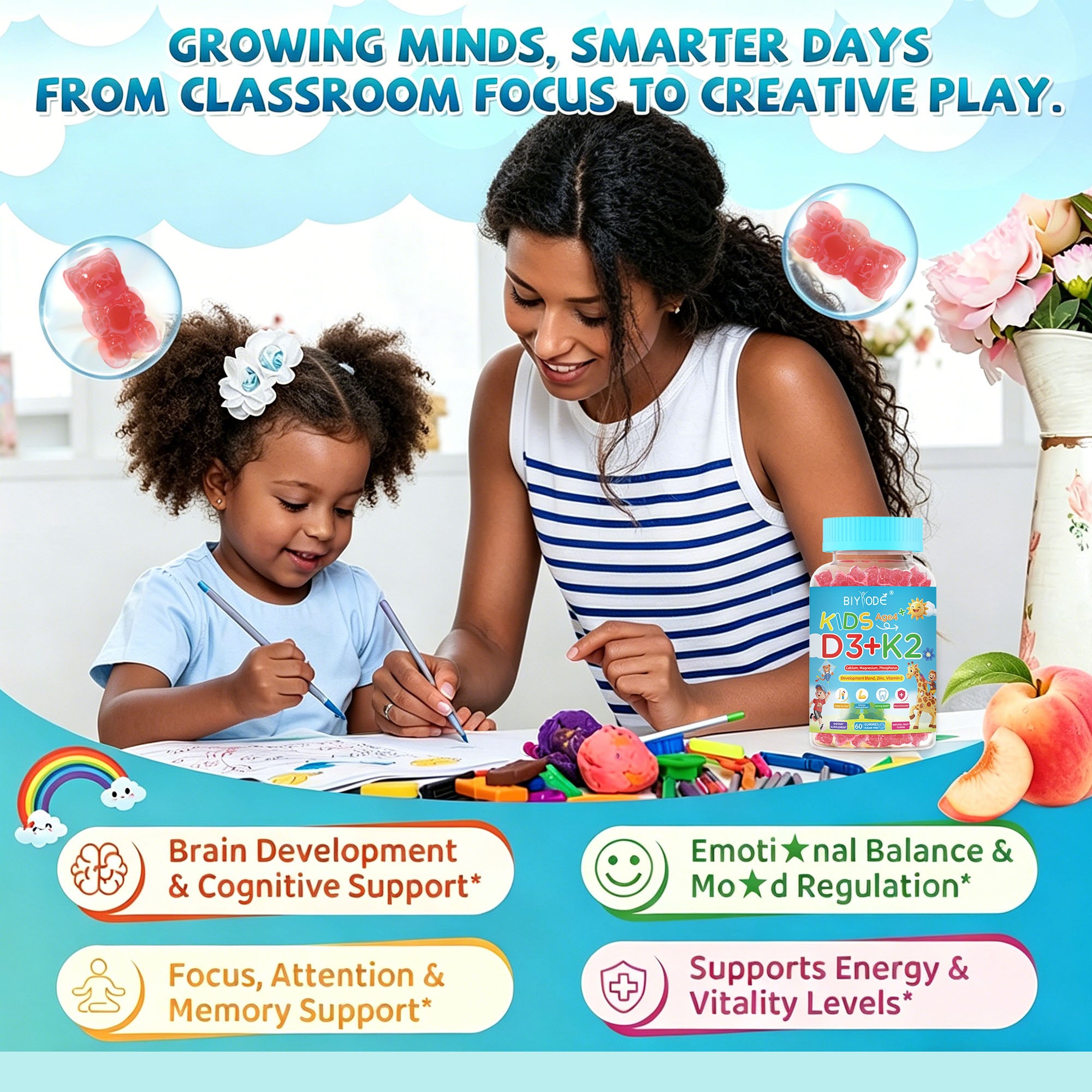 BIYODE Kids D3+K2 Gummies