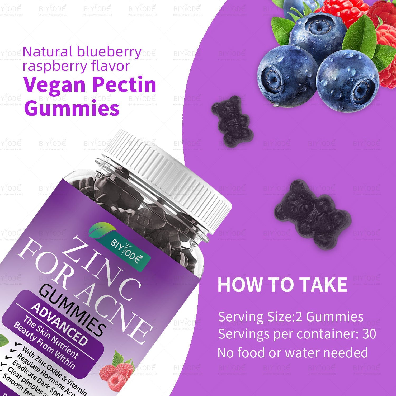 BIYODE Zinc for Acne Gummies (Advanced Formula)