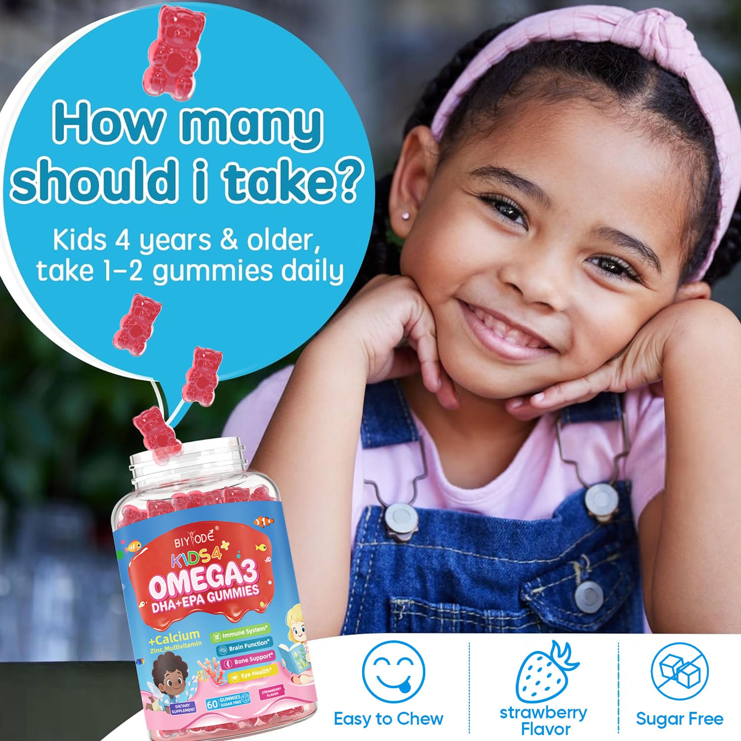 BIYODE Kids 4+ Omega-3 DHA+EPA Gummies